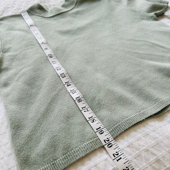 Drapers & Damons Sage Green Sweater Short Sleeve Top Petite Small - Picture 7 of 8